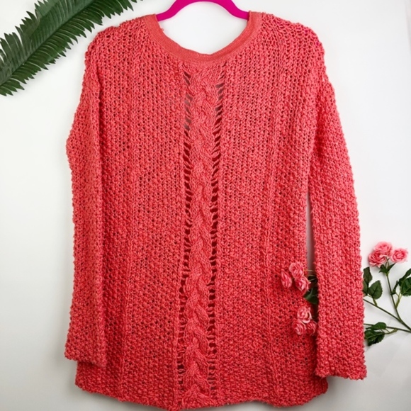 Free People Long Sleeve Open Knit V-Neck Sweater - Picture 5 of 8